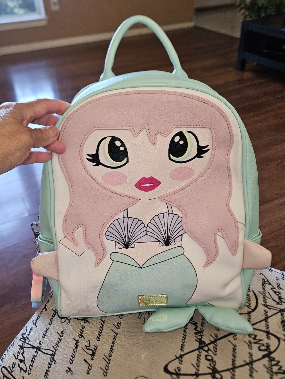 Betsy Johnson Mint and Pink Mermaid Character Backpack
